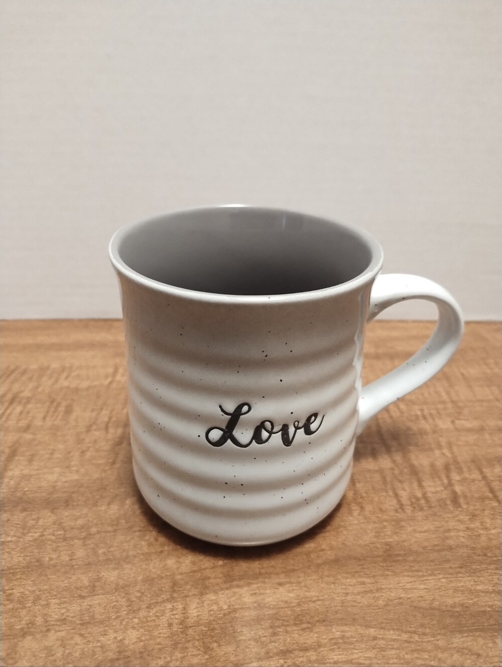 Ceramic 'Love' Mug in White and Gray - Classic Home Dining